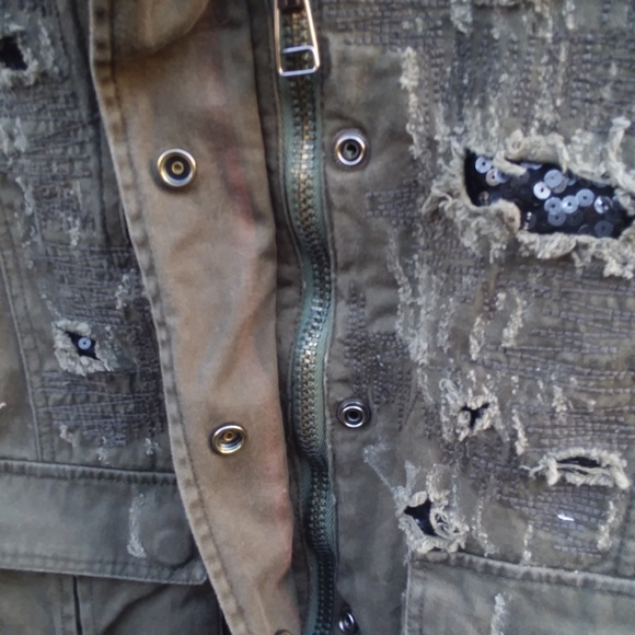 See You Monday Sz S Military Army Green Denim Jack - Picture 13 of 13